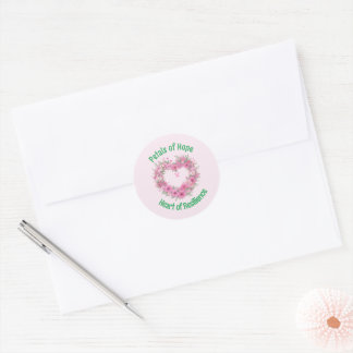Breast Cancer Awareness Floral Heart Classic Round Sticker