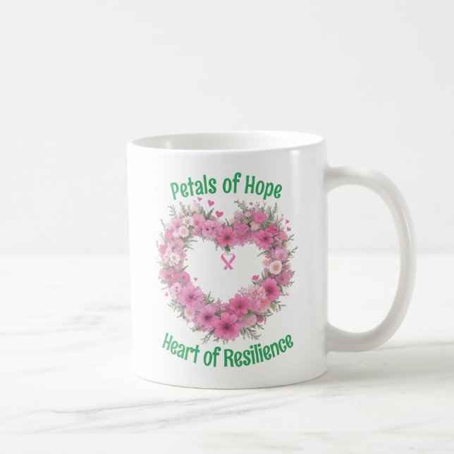 Breast Cancer Awareness Floral Heart Coffee Mug (Right)