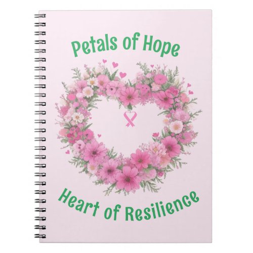 Breast Cancer Awareness Floral Heart Notebook