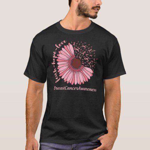 Breast Cancer Awareness Flower Pink Ribbon T_Shirt
