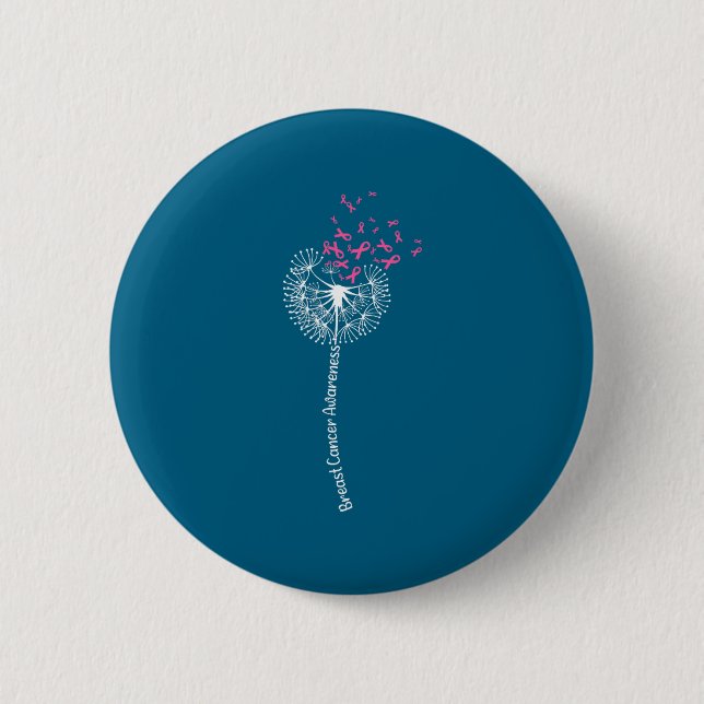 Breast Cancer Awareness Flower Pink Survivor Desig Button (Front)