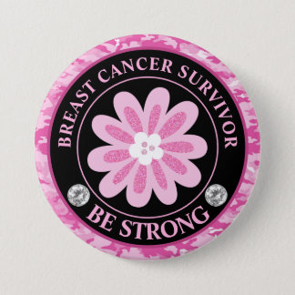 Breast Cancer Awareness Flower Survivor Button