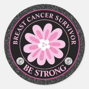 Breast Cancer Awareness Flower Survivor Classic Round Sticker