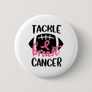Breast Cancer Awareness Football Ribbon Tackle Bre Button