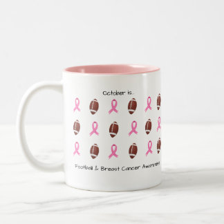 Breast Cancer Awareness & Football Two-Tone Coffee Mug