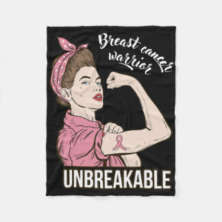 Breast Cancer Awareness For Her Warrior Unbreakabl Fleece Blanket