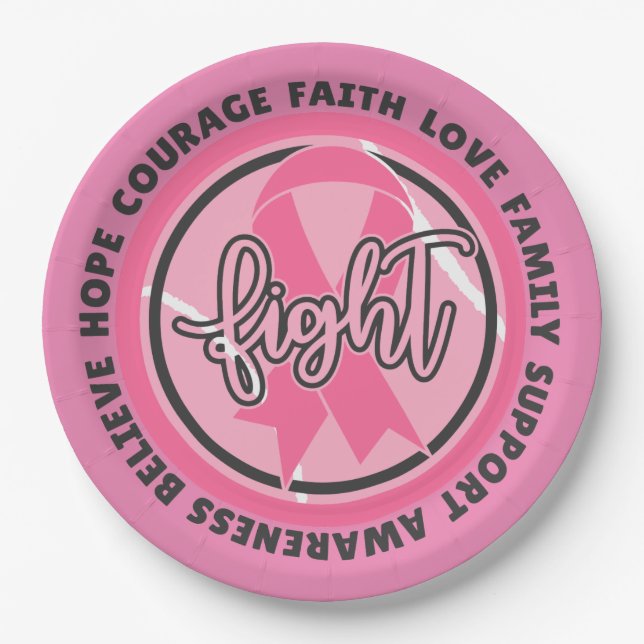 Breast Cancer Awareness for Tennis Player Paper Plates (Front)