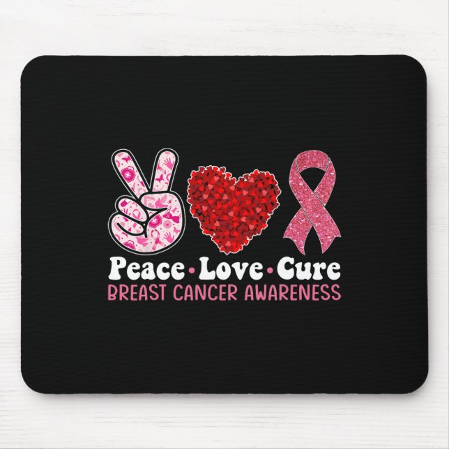 Breast Cancer Awareness For Women Pink Ribbon Peac Mouse Pad (Front)