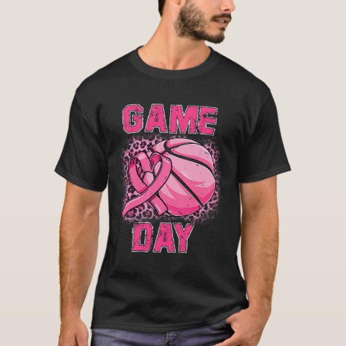Breast Cancer Awareness Game Day Pink Basketball S T_Shirt