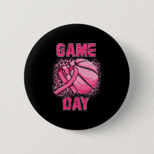 Breast Cancer Awareness Game Day Pink Bysketbyll S Button