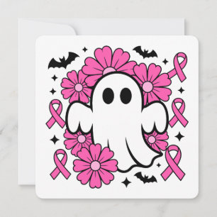 Breast Cancer Awareness Ghost with Pink Flowers Invitation