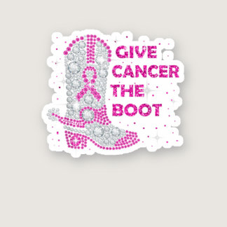 Breast Cancer Awareness Give Cancer The Boot Pink  Sticker