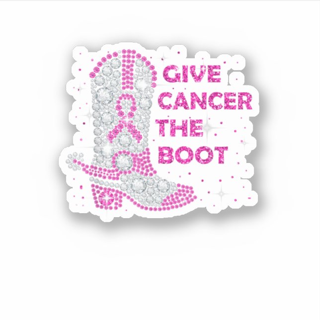 Breast Cancer Awareness Give Cancer The Boot Pink  Sticker (Front)