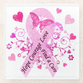 Breast Cancer Awareness Glass Coaster