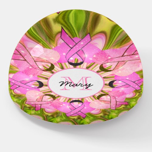 Breast Cancer Awareness Glass Paperweight