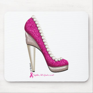 Breast Cancer Awareness Glitter Pearl Pump Mouse Pad