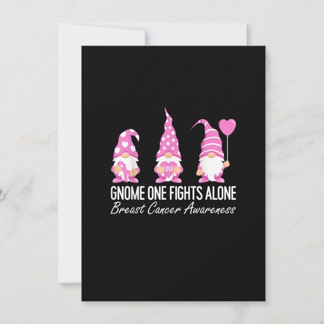 Breast Cancer Awareness Gnome One Fights Alone Pin Invitation (Front)