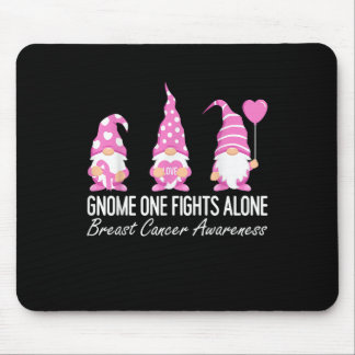 Breast Cancer Awareness Gnome One Fights Alone Pin Mouse Pad