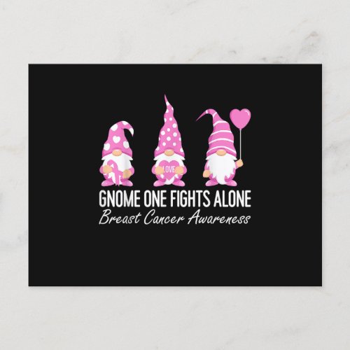 Breast Cancer Awareness Gnome One Fights Alone Pin Postcard