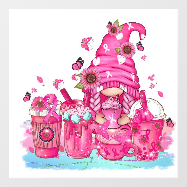 Breast Cancer Awareness Gnome Window Cling (Sheet)