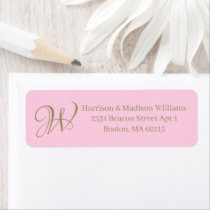 Breast cancer awareness gold pink elegant monogram label