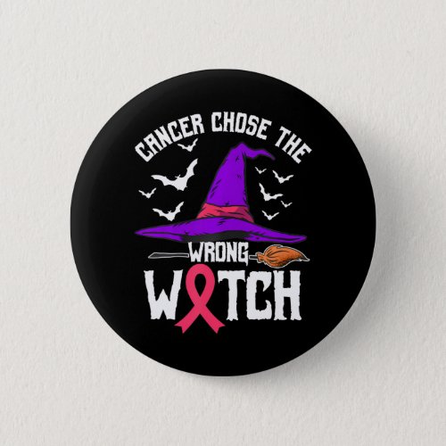 Breast Cancer Awareness Halloween Pink Ribbon Button