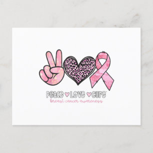 Breast Cancer Awareness Heart Leopard Print Pink Announcement Postcard