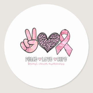 Breast Cancer Awareness Heart Leopard Print Pink Classic Round Sticker