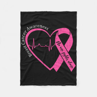 Breast Cancer Awareness Heart Pink Ribbon Support Fleece Blanket