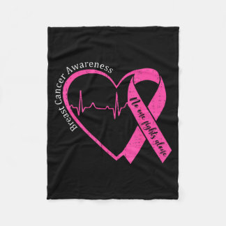 Breast Cancer Awareness Heart Pink Ribbon Support Fleece Blanket