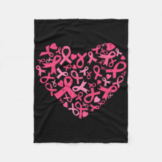 Breast Cancer Awareness Heart Pink Ribbon Women Gi Fleece Blanket