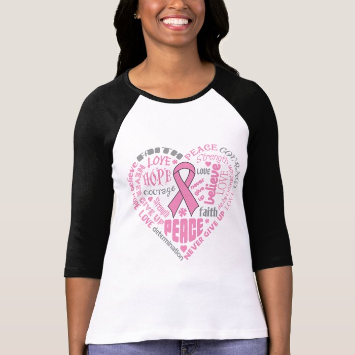 Breast Cancer Awareness Heart Words Tees