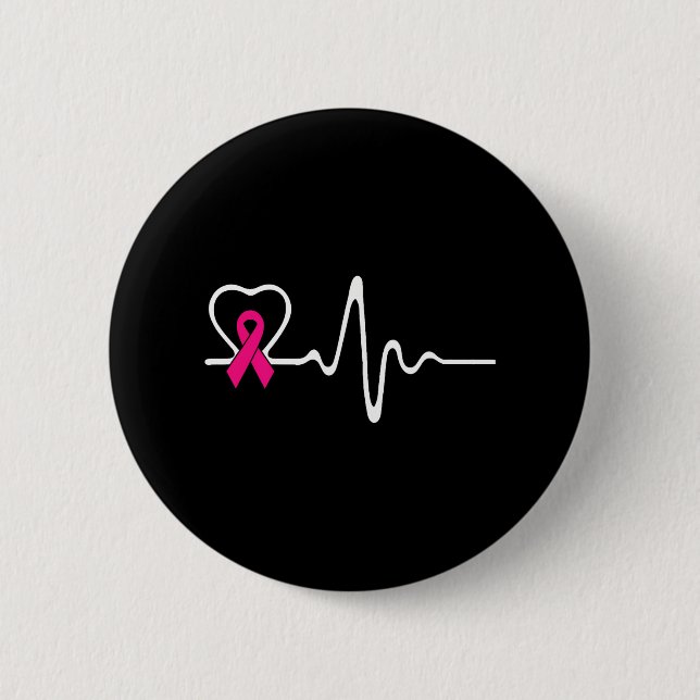 Breast Cancer Awareness Heartbeat Button (Front)