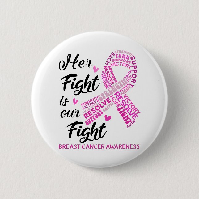 Breast Cancer Awareness Her Fight is my Fight Button (Front)