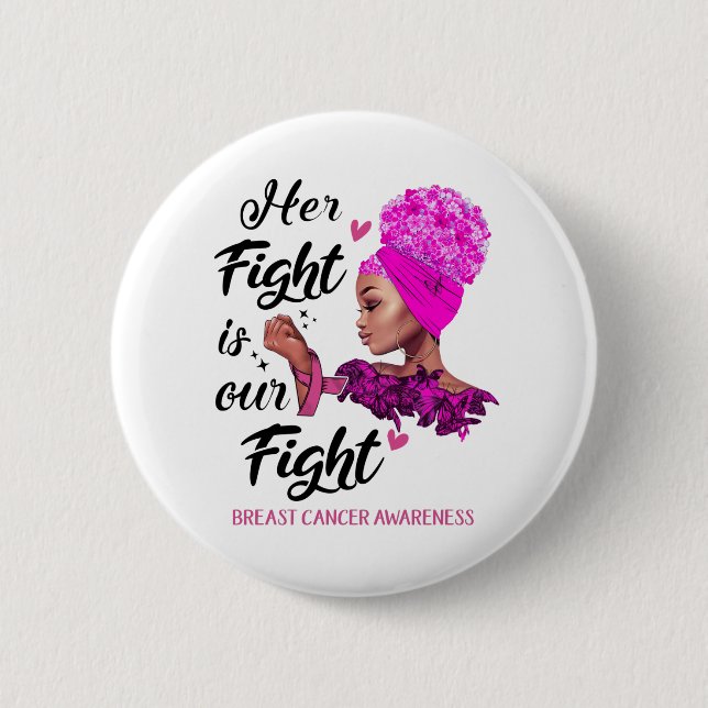 Breast Cancer Awareness Her Fight Is Our Fight Button (Front)
