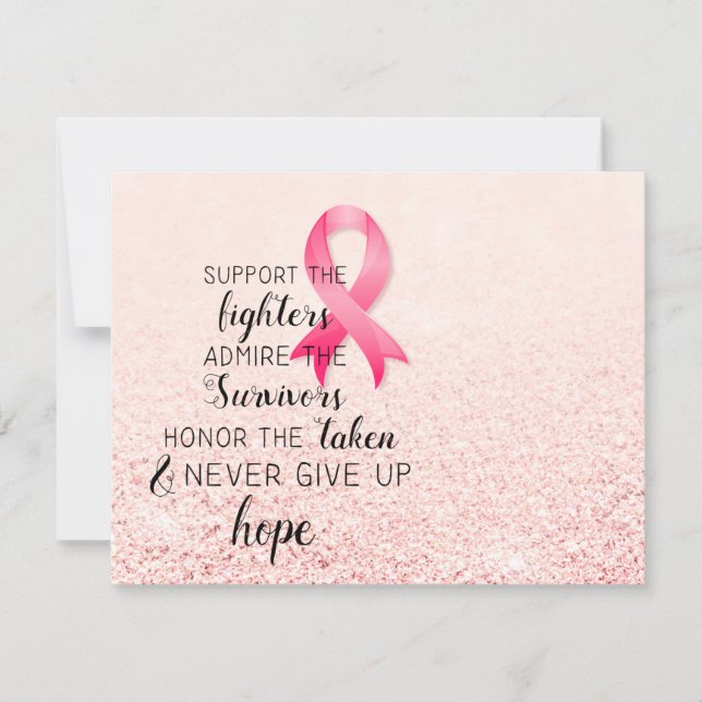 Breast Cancer Awareness Hope Inspirational Quote Note Card (Front)