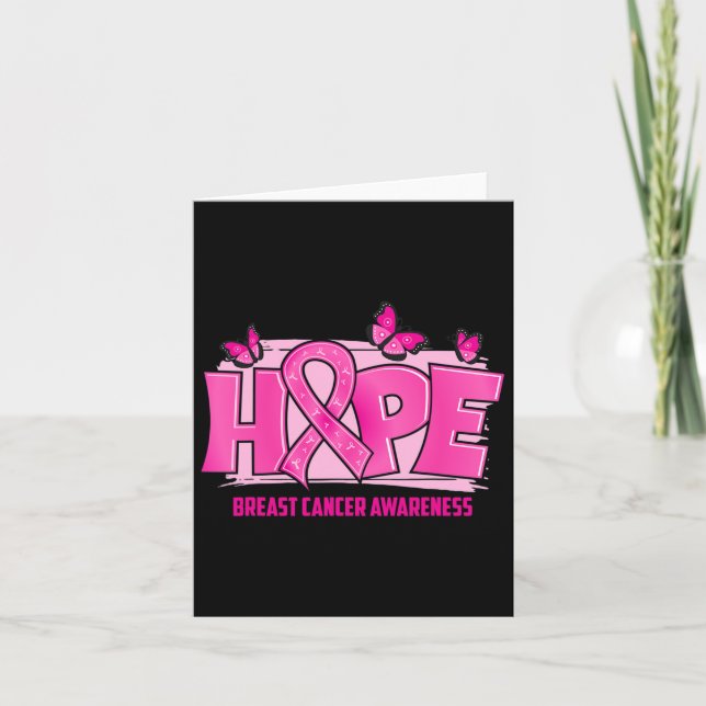 Breast Cancer Awareness Hope Pink Ribbon Butterfly Card (Front)