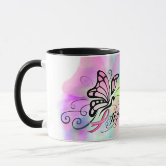 breast cancer awareness, hope pink ribbon design mug