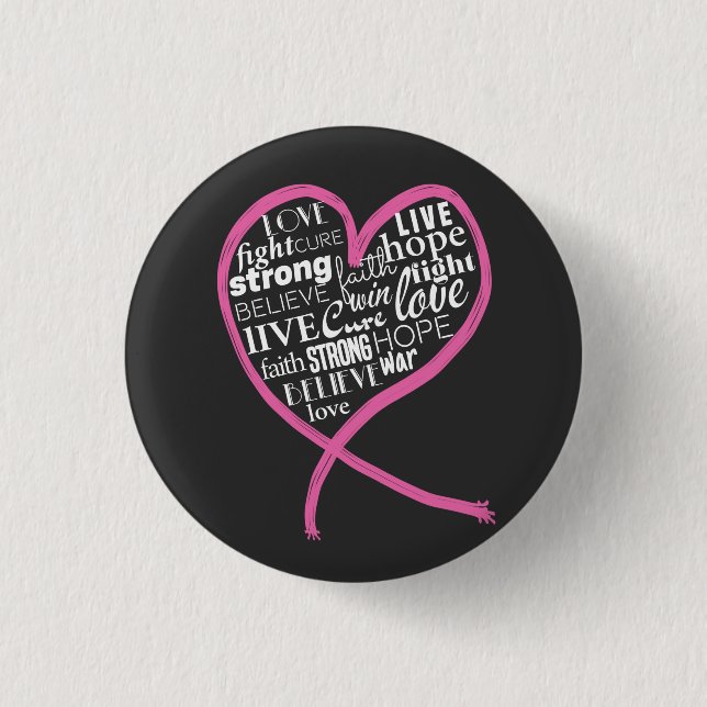 Breast cancer, awareness, hope,pink ribbon  T-Shir Button (Front)