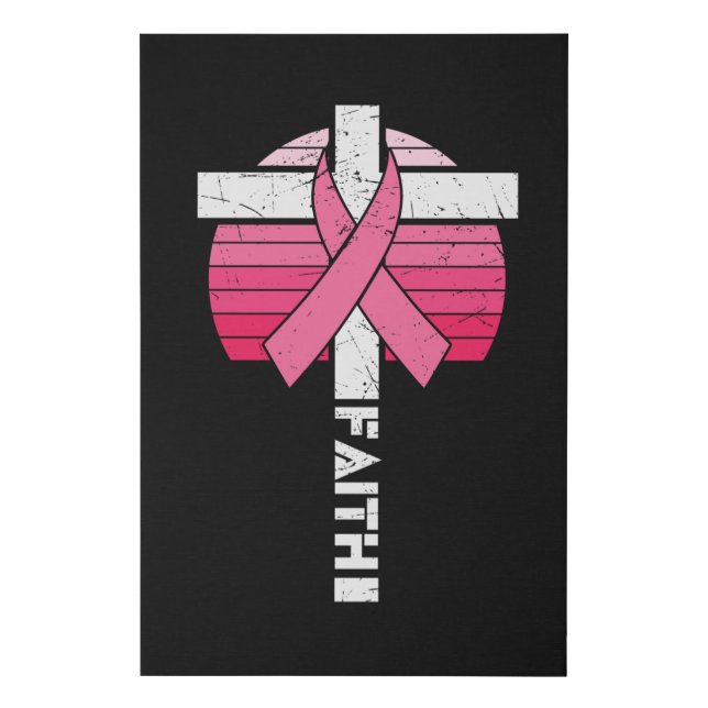 Breast Cancer Awareness Hope Strength Christian Faux Canvas Print (Front)