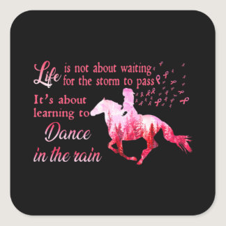 Breast Cancer Awareness Horse Ribbon Pink Gifts Wo Square Sticker