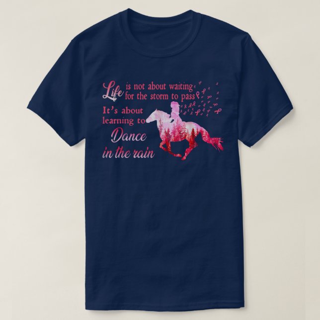 Breast Cancer Awareness Horse Ribbon Pink Gifts Wo T-Shirt (Design Front)