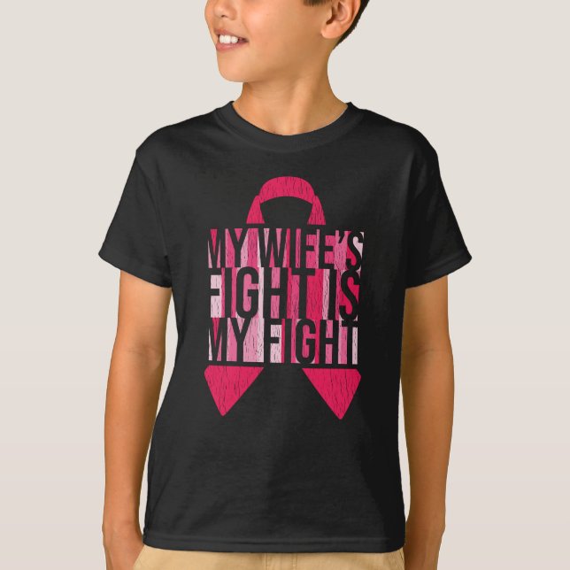 Breast Cancer Awareness Husband Wife Fight Support T-Shirt (Front)