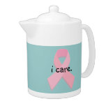 Breast Cancer Awareness &quot;i Care&quot; Teapot at Zazzle