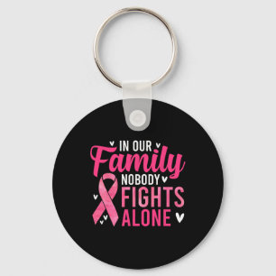 Breast Cancer Awareness - In Our Family Nobody Fig Keychain