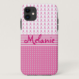 Breast Cancer Awareness iPhone Monogram Pink iPhone 11 Case