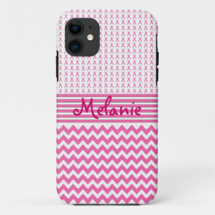 Breast Cancer Awareness iPhone Monogram Pink iPhone 11 Case