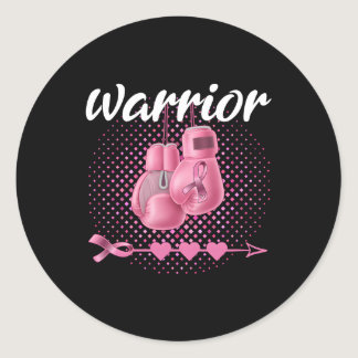 Breast Cancer Awareness K Boxing Gloves Warrior Classic Round Sticker