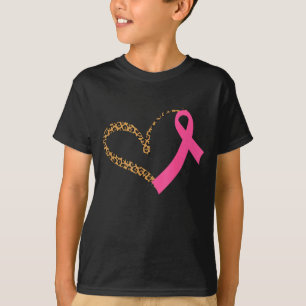 Breast Cancer Awareness Leopard Print Heart nk T-Shirt