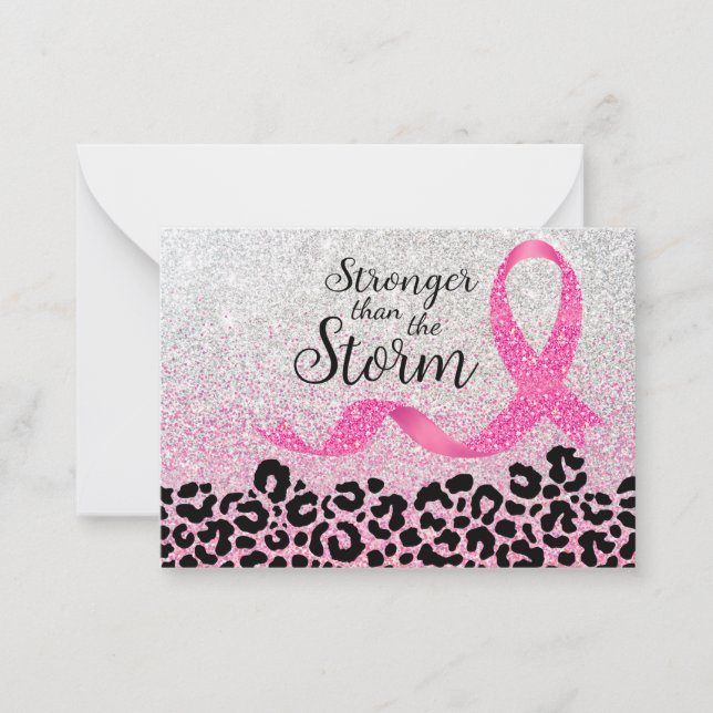 Breast Cancer Awareness Leopard Print  Note Card (Front)